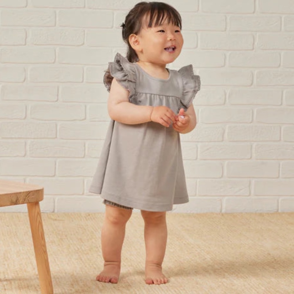 NWT Quincy Mae | Periwinkle Flutter Sleeve Dress | Lace Trim | 2-3 yrs